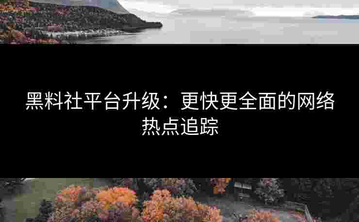 黑料社平台升级：更快更全面的网络热点追踪